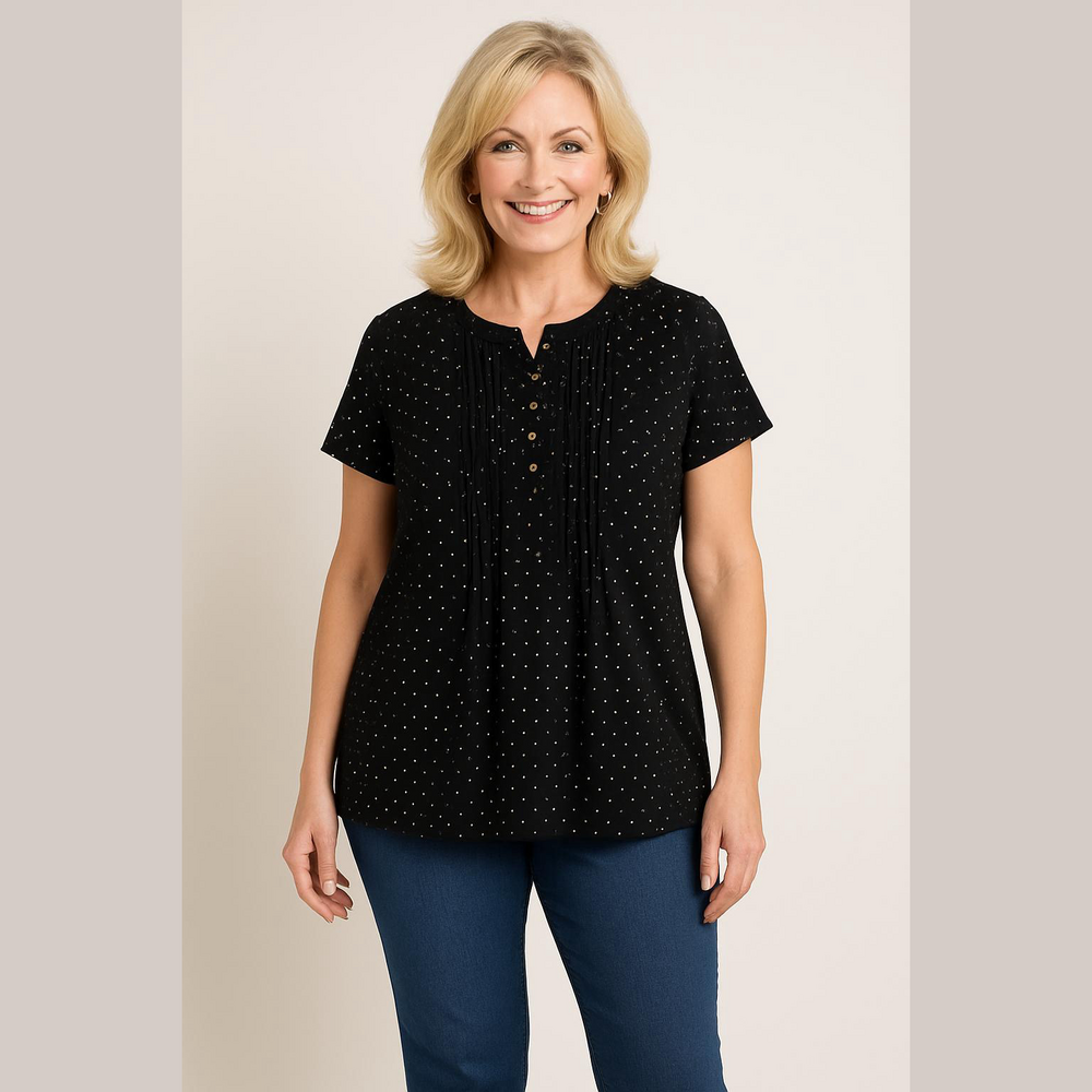 🎁Croft & Barrow Black Top with White Speckles